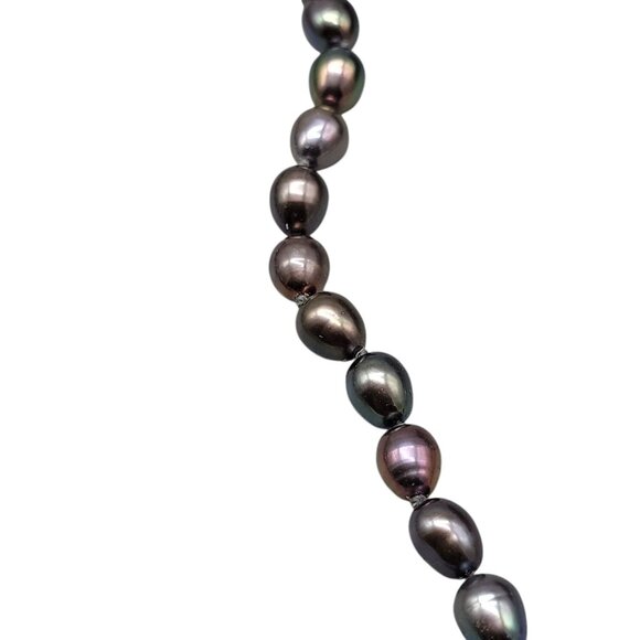 14K Gold Clasp Peacock Tahitian Baroque Pearl Necklace 16" Multi-Color Iridescen - Picture 9 of 11